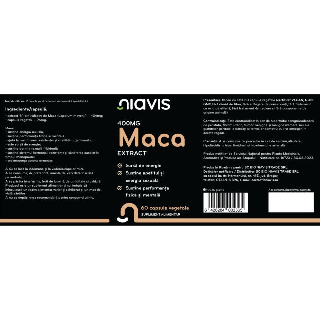 Maca Extract 400mg 60cps
