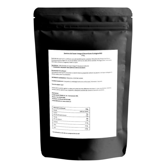 Seminte de Susan Integral  Decorticate Ecologice/BIO 250g