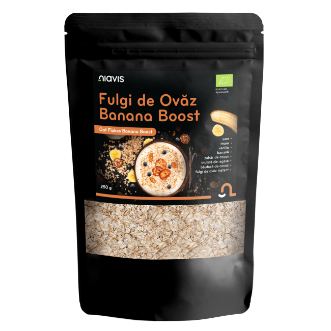 Fulgi de Ovaz Banana Boost Ecologici 250g Fulgi de Ovaz Banana Boost Ecologici 250g