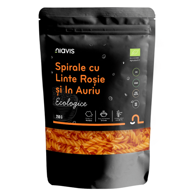 Spirale cu Linte Rosie si In Auriu Ecologice/BIO 250g