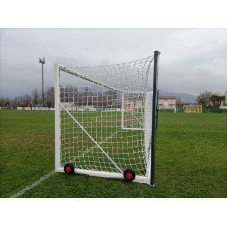 Poarta fotbal mobila aluminiu 7.32x2.44 m cu sistem de tensionare si transport
