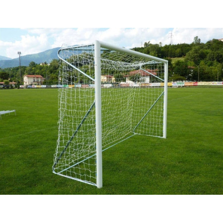 Poarta Futsal Aluminiu 3x2 m, independenta, cu colturi sudate si suporturi rabatabile pentru plasa