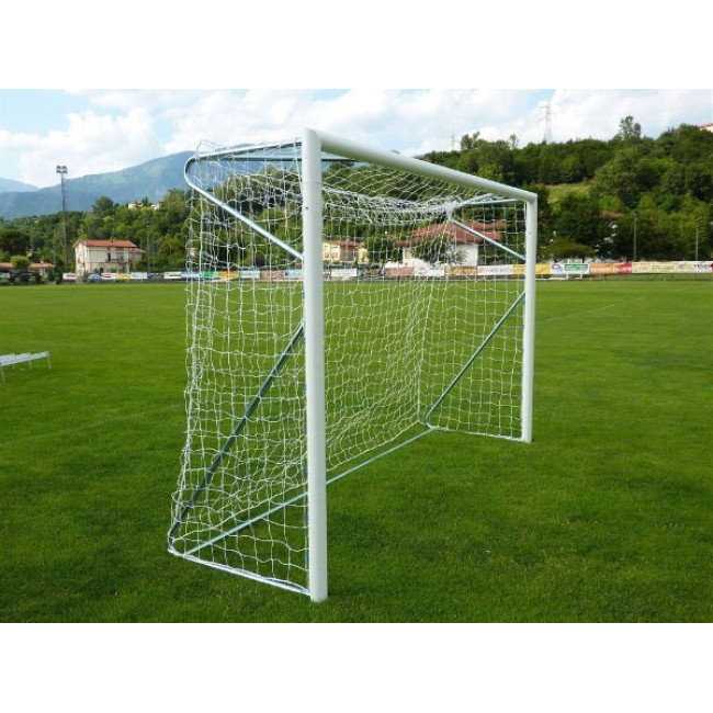 Poarta Futsal Aluminiu 3x2 m, independenta, cu colturi sudate si suporturi rabatabile pentru plasa