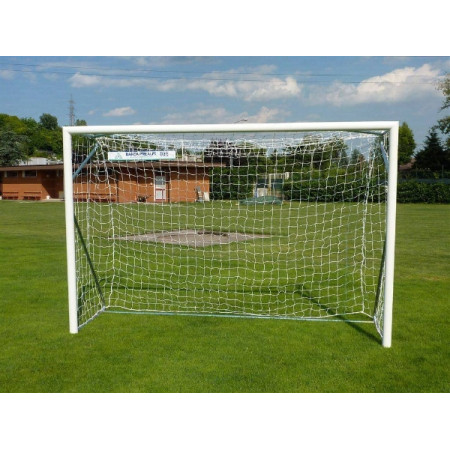 Poarta Futsal Aluminiu 3x2 m, independenta, cu colturi sudate si suporturi rabatabile pentru plasa