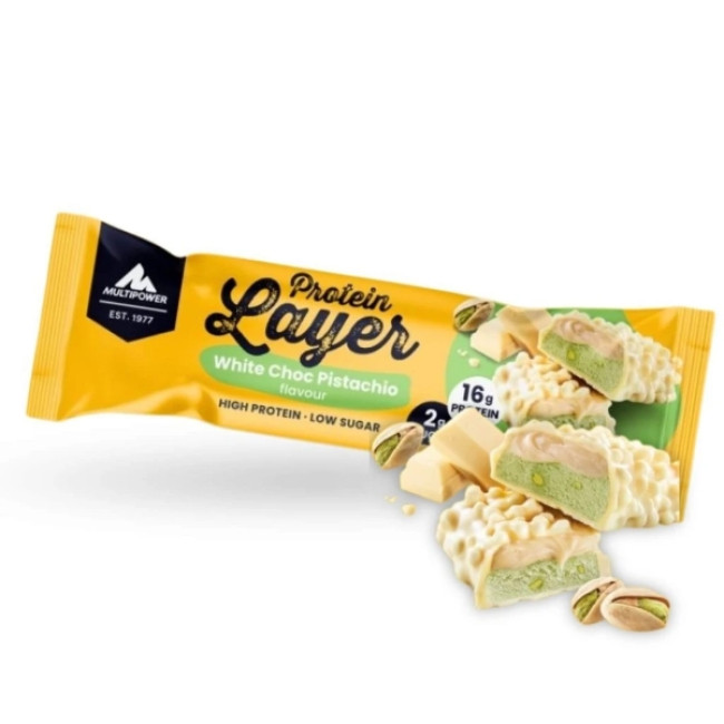 Baton Protein Layer 50g - White chocolate & Pistachio