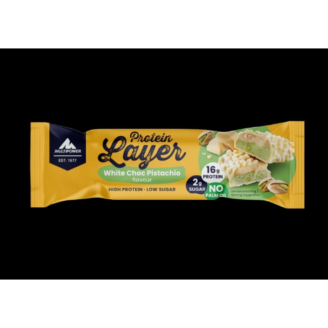 Baton Protein Layer 50g - White chocolate & Pistachio