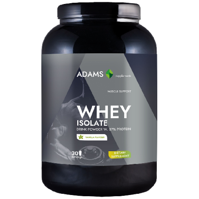 Izolat proteic din zer, vanilie, 908g, Adams Supplements Izolat proteic din zer, vanilie, 908g, Adams Supplements