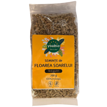 Seminte de floarea soarelui, fara gluten, organic, 200gr, youbio