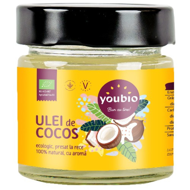 Ulei de Cocos ecologic, presat la rece 180ml, Youbio Ulei de Cocos ecologic, presat la rece 180ml, Youbio