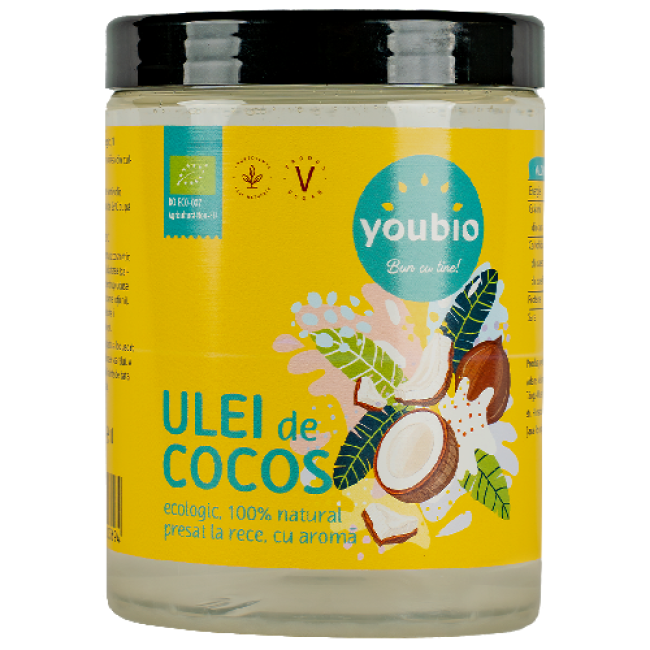 Ulei de Cocos ecologic, presat la rece 1L, Youbio Ulei de Cocos ecologic, presat la rece 1L, Youbio