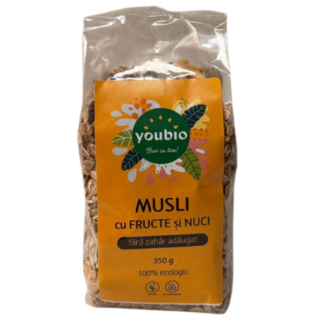 Muesli cu fructe si nuci, organic, 350gr, youbio