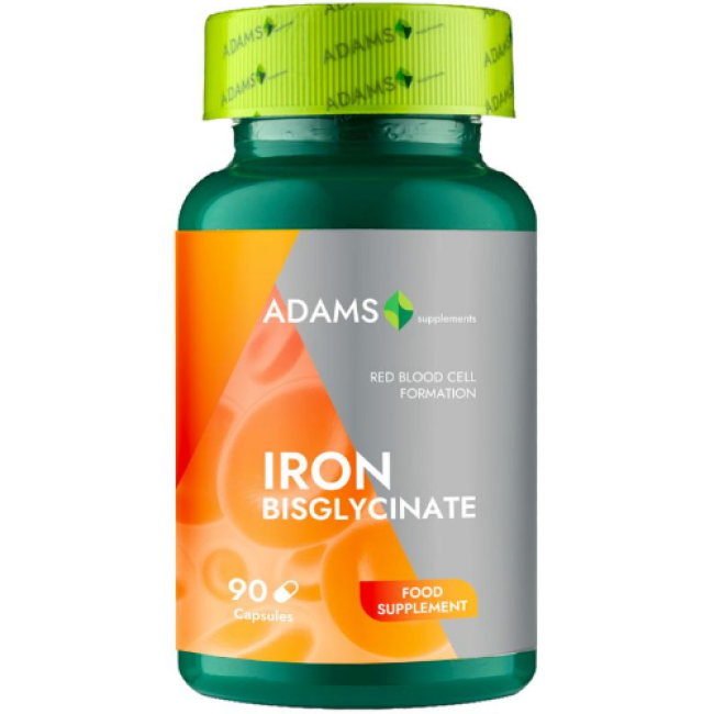 Bisglicinat de Fier 90cps, Adams Supplements Bisglicinat de Fier 90cps, Adams Supplements