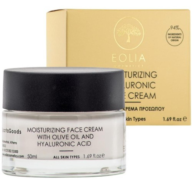 Crema de fata Hidratanta cu Ulei de Masline si Acid Hialuronic, 50ml, Eolia Crema de fata Hidratanta cu Ulei de Masline si Acid Hialuronic, 50ml, Eolia