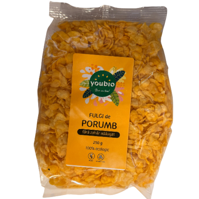 Fulgi de porumb, fara zahar adaugat, organic, 250gr, youbio