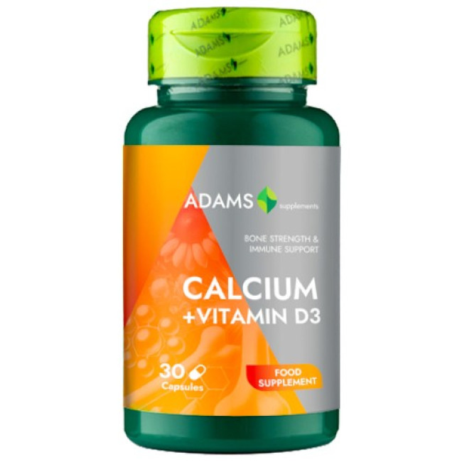 Calciu + Vitamina D3, 30cps, Adams Supplements Calciu + Vitamina D3, 30cps, Adams Supplements