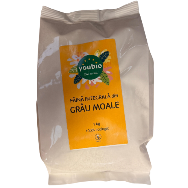 Faina din grau moale integral, organic, 1kg, youbio