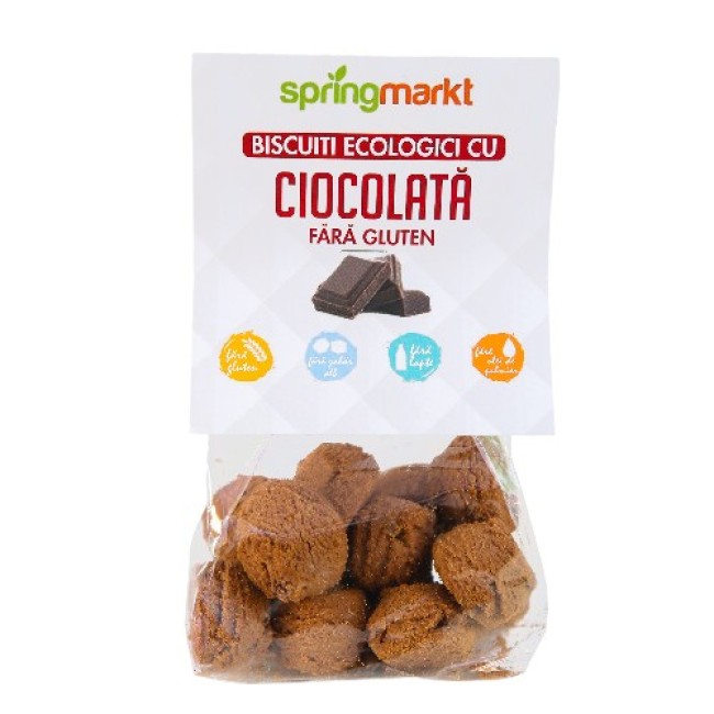 Biscuiti Eco cu Ciocolata, Fara Gluten, 100gr Springmarkt Biscuiti Eco cu Ciocolata, Fara Gluten, 100gr Springmarkt