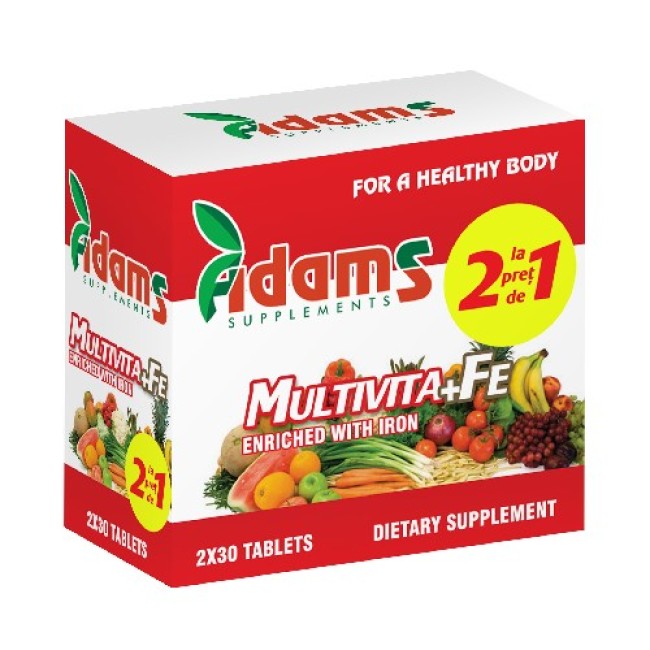 Pachet Multivita+Fe 30 tab Adams 1+1 GRATIS