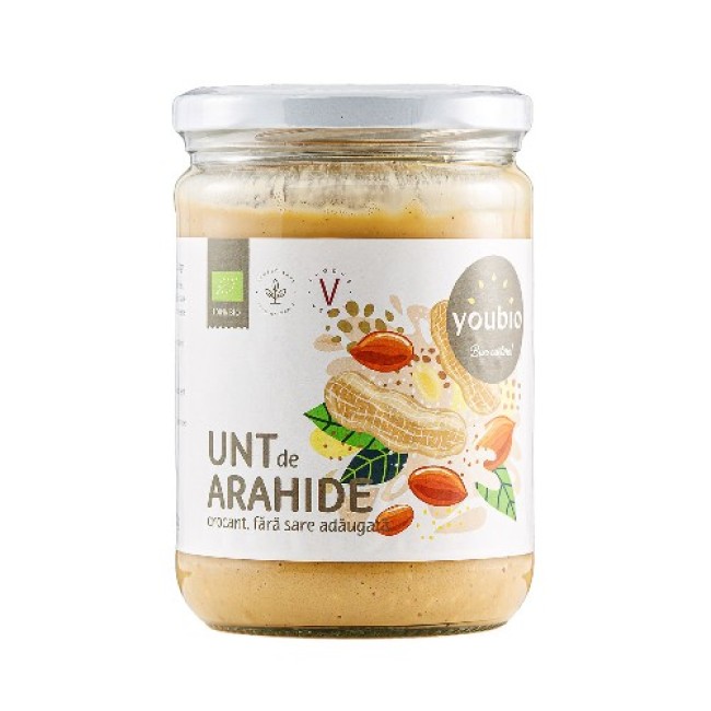 Unt de arahide crocant ecologic 500gr Youbio