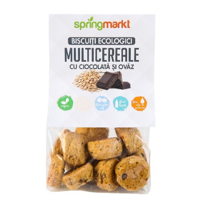 Biscuiti Bio Multicereale cu Ciocolata si Ovaz100gr Springmarkt