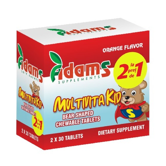 Pachet MultivitaKid 30tablete masticabile Adams 1+1 GRATIS Pachet MultivitaKid 30tablete masticabile Adams 1+1 GRATIS