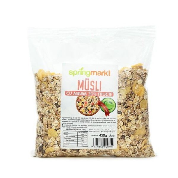 Musli cu 20% fructe 450gr Springmarkt