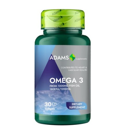 Omega 3 1000mg + Vitamina E 30 capsule Adams Omega 3 1000mg + Vitamina E 30 capsule Adams